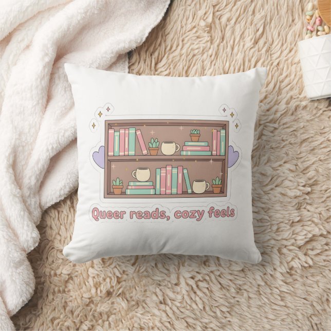 Queer Reads Cozy Feels – LGBTQ Pride Reading Aesth Cushion (Blanket)