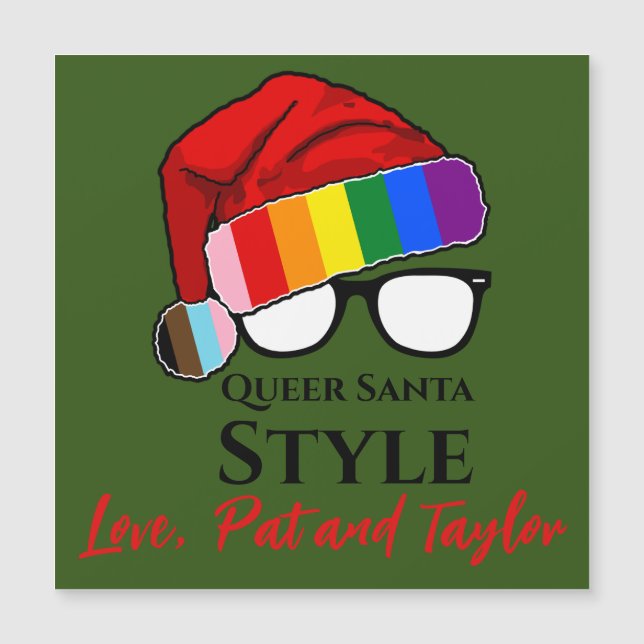 Queer Santa Style Hat and Glasses Magnet (Front)