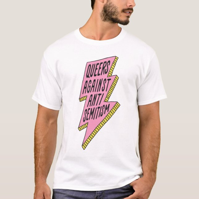 Queers Against Antisemitism logo shirt (Front)