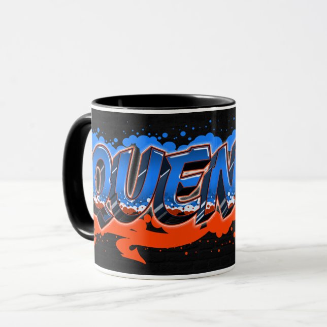 Quentin First Name Graffiti blue orange cup (Front Left)