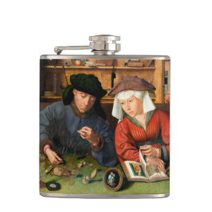 Quentin Matsys - The Moneylender and His Wife Hip Flask
