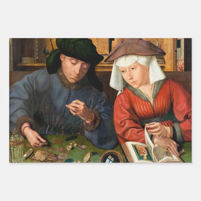 Quentin Matsys - The Moneylender and His Wife Wrapping Paper Sheet (Front)