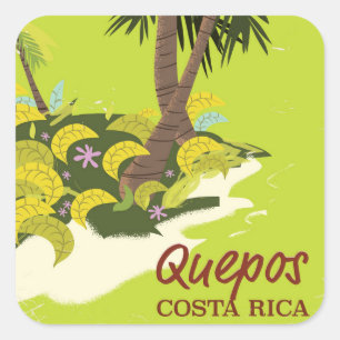 Quepos Costa rican vintage style travel poster Square Sticker