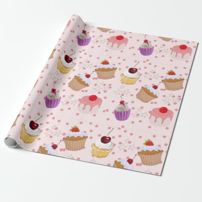 quequitos cakes pattern wrapping paper (Unrolled)