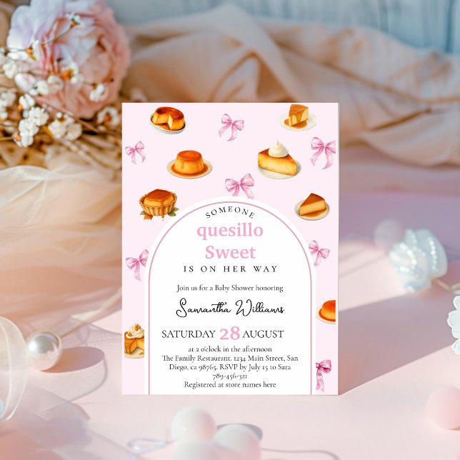 quesillo Pink Bow Baby Shower Invitation (Creator Uploaded)