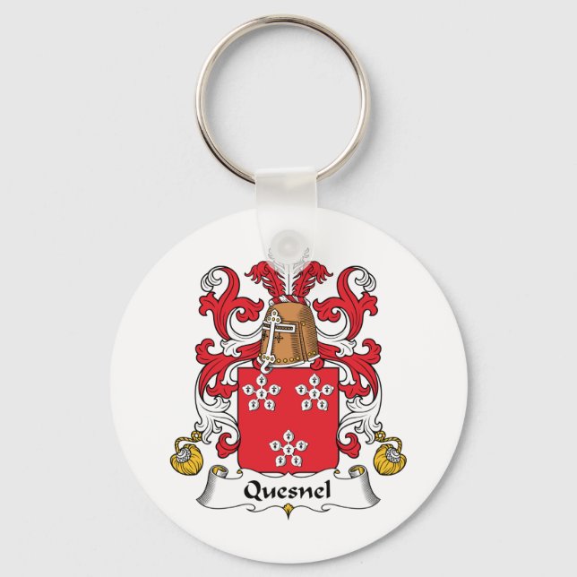 Quesnel Family Crest Key Ring (Front)