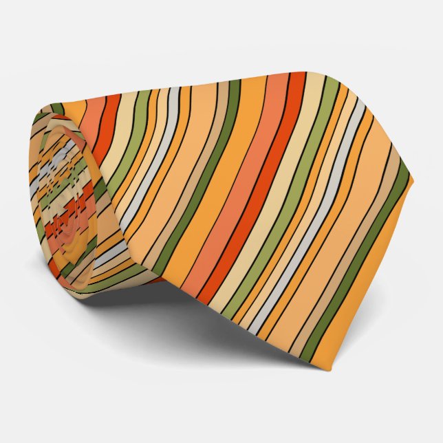 Queso Dip Stripes Orange Red White Green  Tie (Rolled)