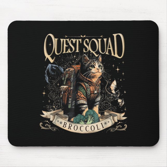 Quest Fantasy Squad Broccoli Kitten Funny Cat  Mouse Pad (Front)