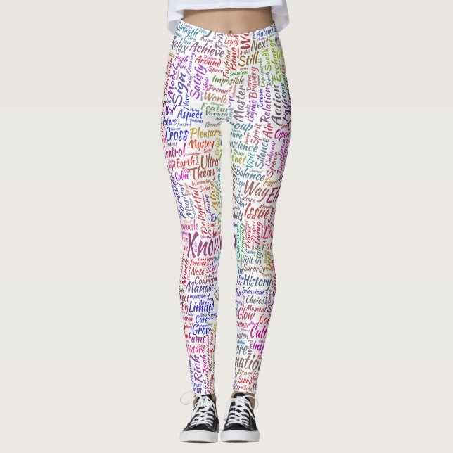 Question Apprendre Nuage MotssTexte Motif Message Leggings (Front)