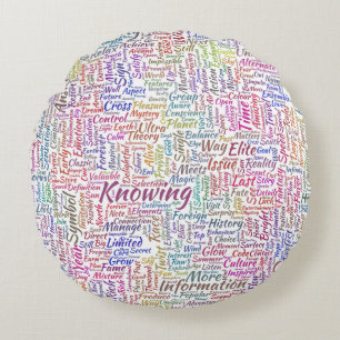 Question Apprendre Nuage MotssTexte Motif Message Round Cushion