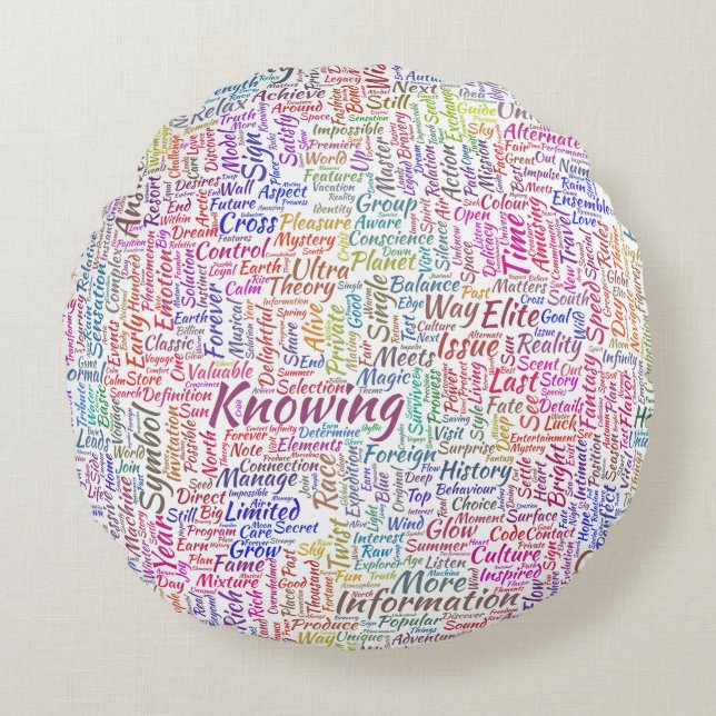 Question Apprendre Nuage MotssTexte Motif Message Round Cushion (Front)