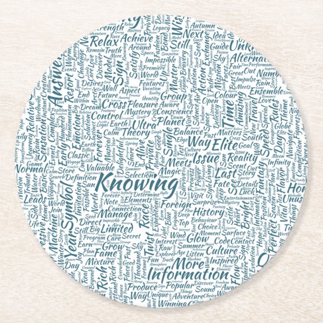 Question Apprendre Nuage MotssTexte Motif Message Round Paper Coaster (Front)