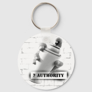 Question Authority - Spray Paint Can - Graffiti Key Ring