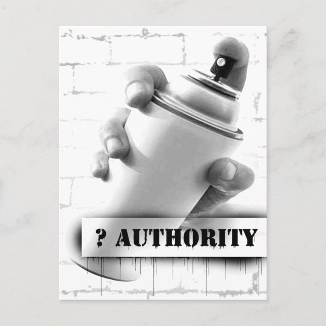 Question Authority - Spray Paint Can - Graffiti Postcard (Front)