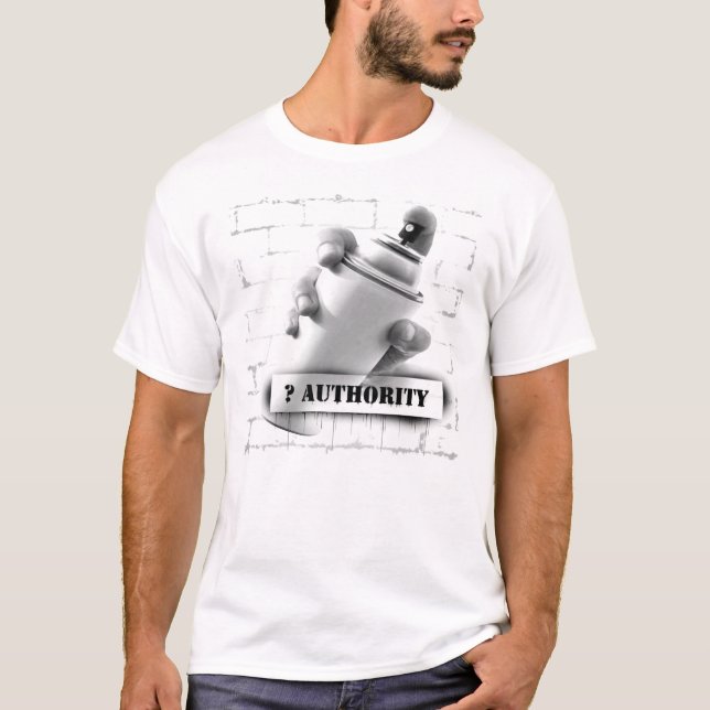 Question Authority - Spray Paint Can - Graffiti T-Shirt (Front)