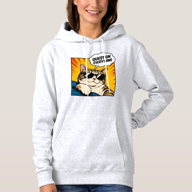 Question Everything - Conspiracy Cat Hoodie (Front)