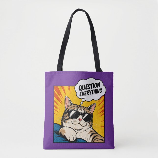 Question Everything - Conspiracy Cat Tote Bag (Front)