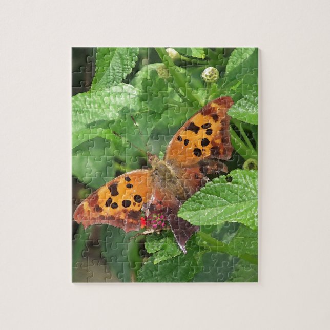 Question Mark Butterfly on Lantana Jigsaw Puzzle (Vertical)