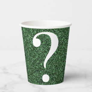 Question Mark Christmas Party Green Glitter Paper Cups