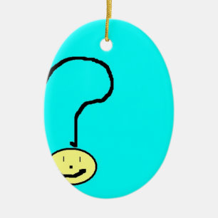 question mark emoji, digital art by kids :) ceramic tree decoration