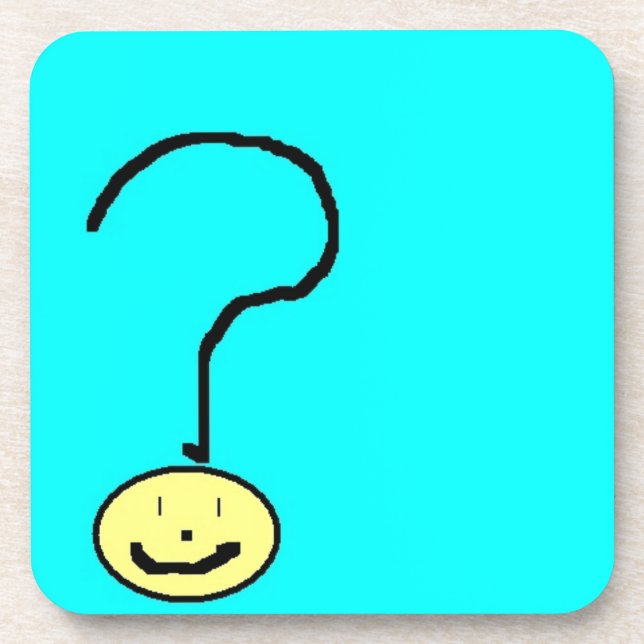 question mark emoji, digital art by kids :) coaster (Front)