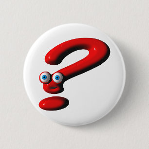 Question Mark Face 6 Cm Round Badge