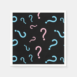 Question Mark Gender Reveal Black Napkin