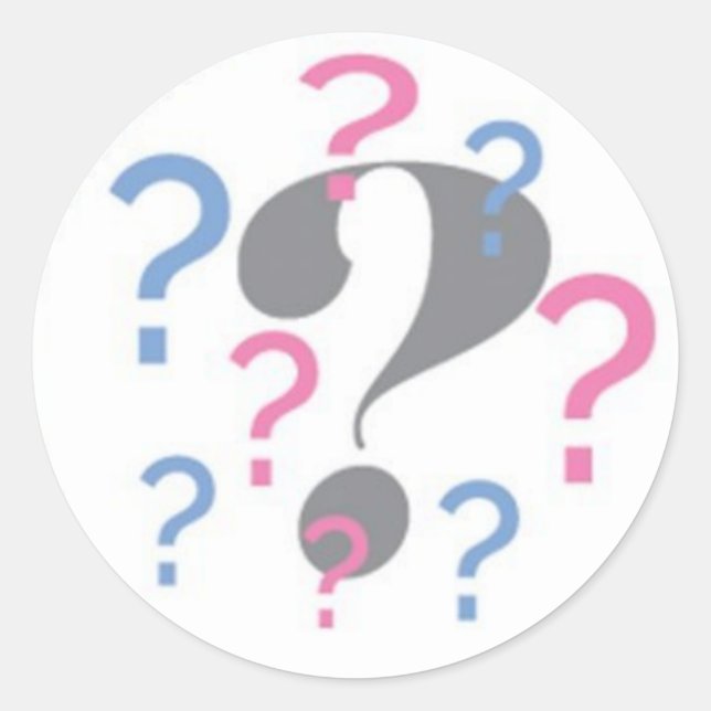 Question mark Gender Reveal Sticker Round (Front)