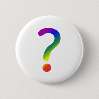 Question mark rainbow 6 cm round badge