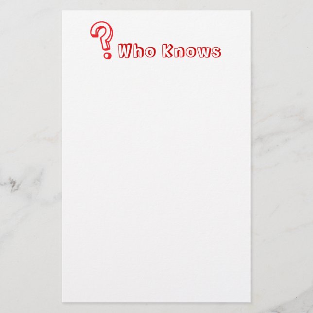 Question Mark Stationery (Front)
