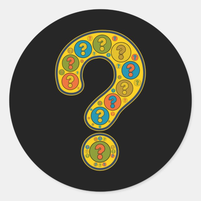 Question Mark Yellow Artful Image Punctuation Classic Round Sticker (Front)