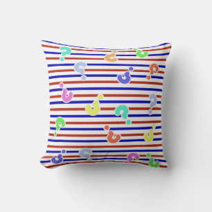 Question Marks Funky Stripes Throw Pillow