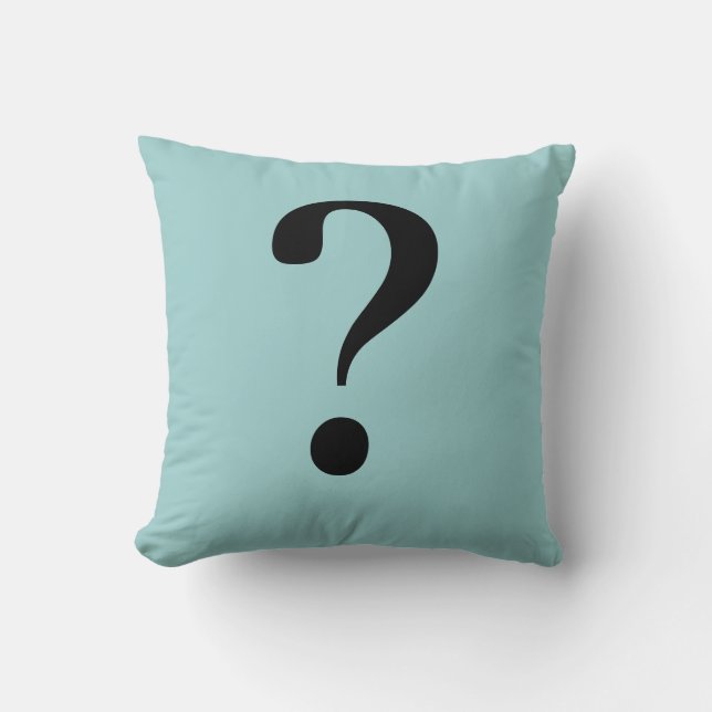 Question Type Pillow in Dusty Blue (Front)