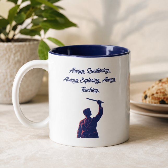 Questioning Exploring Teaching Science Educator Two-Tone Coffee Mug (Creator Uploaded)
