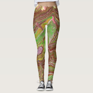 Questions 1 Wild Green Maroon Leggings