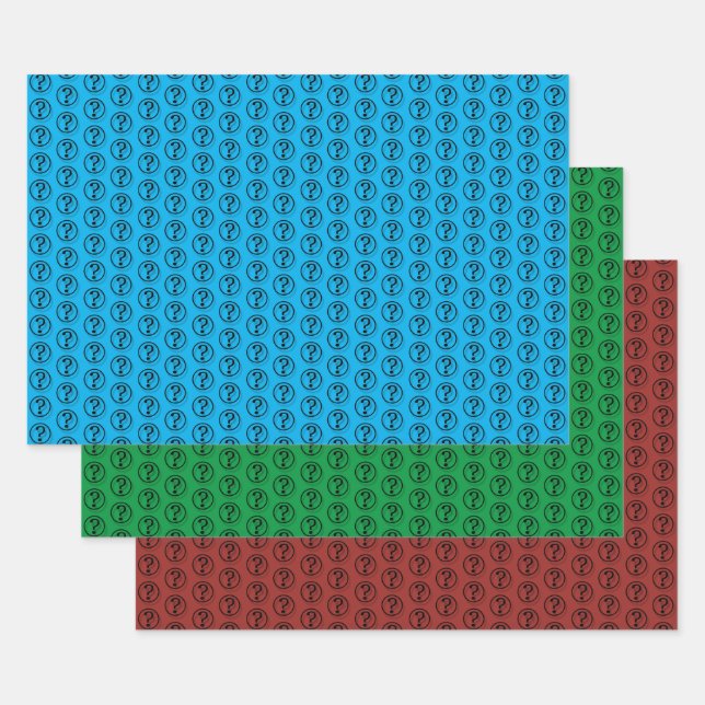 Questions Marks Pattern blue green red Wrapping Paper Sheet (Set)