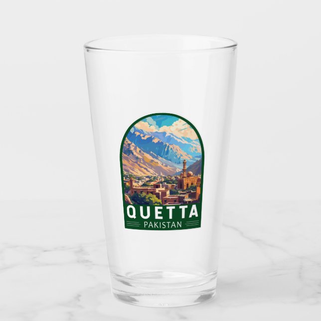 Quetta Pakistan Travel Art Vintage Glass (Front)