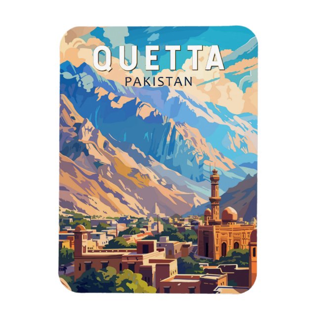 Quetta Pakistan Travel Art Vintage Magnet (Vertical)