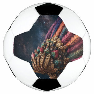 "Quetzalcóatl: The Feathered Serpent in Gold and B Soccer Ball