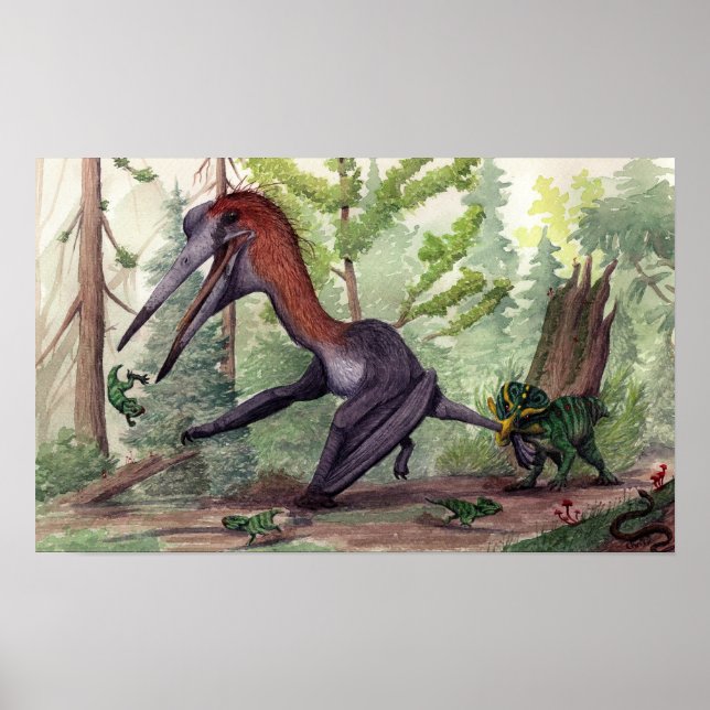Quetzalcoatlus vs Leptoceratops Poster (Front)