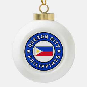 Quezon City Philippines Ceramic Ball Christmas Ornament