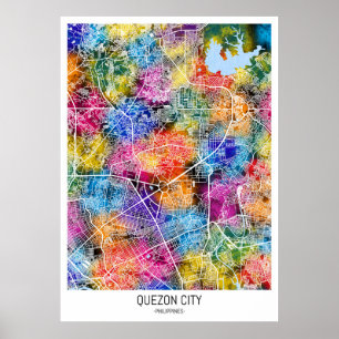 Quezon City Philippines Map Poster