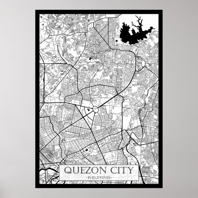  Quezon City Philippines Map Poster (Front)