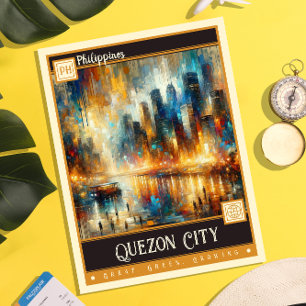 Quezon City, Philippines   Vintage Painting Postcard