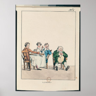 Qui dort dine', caricature of a man sleeping poster