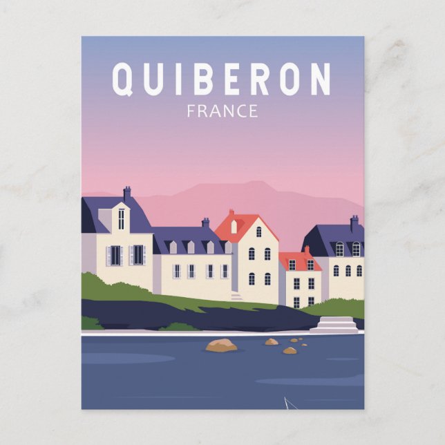 Quiberon France Travel Vintage Art Postcard (Front)