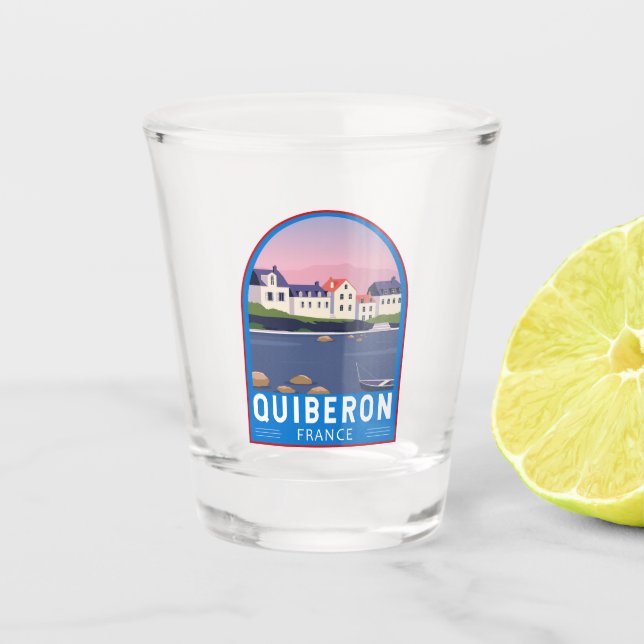 Quiberon France Travel Vintage Art Shot Glass (Front)