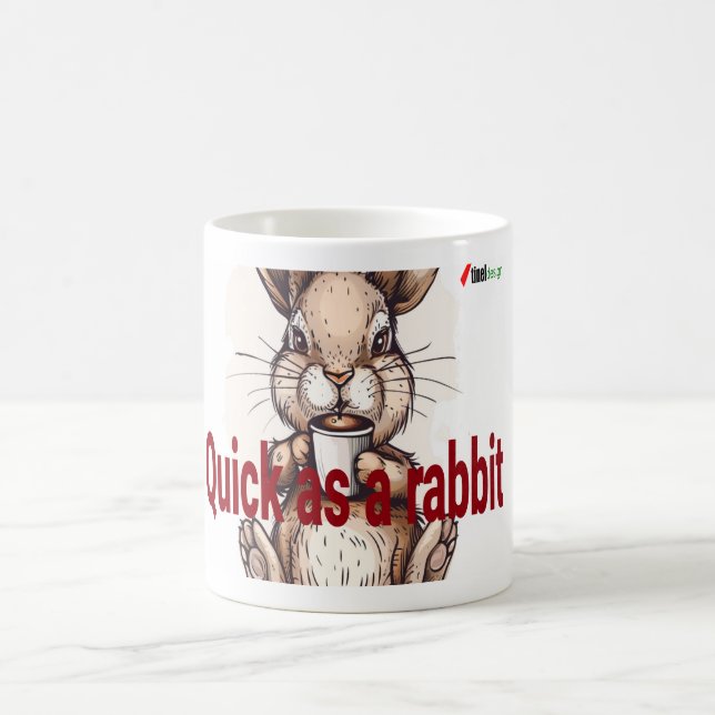 Quick as a Rabbit Funny Coffee Lover Bunny Mug (Center)