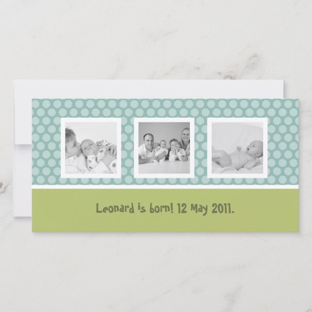 Quick birth announcement with cute polka dots (Front)