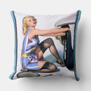 Quick Change by Gil Elvgren Cushion